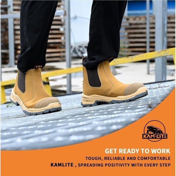 Mens 6.5 KAM-LITE Chelsea safety Slip On, Steel Toe Waterproof Safety Boots/shoe - Picture 5 of 16